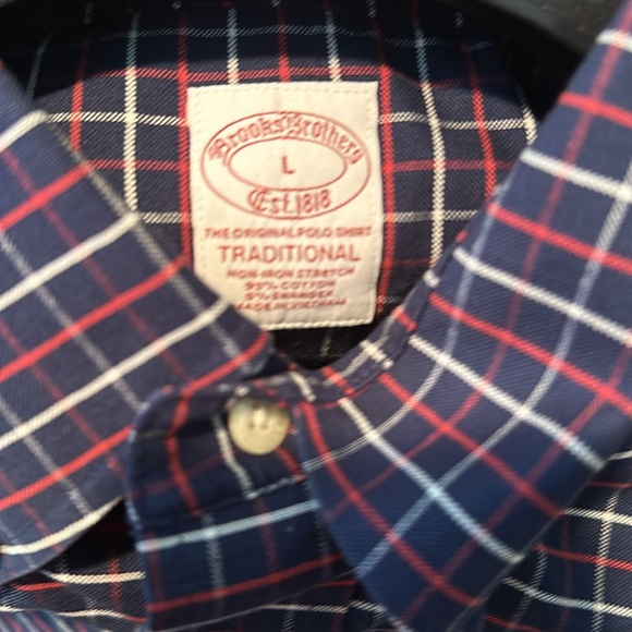 Brooks Brothers size Large blue striped performance collared shirt - Picture 2 of 4